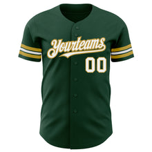 Load image into Gallery viewer, Custom Green White-Old Gold Authentic Baseball Jersey
