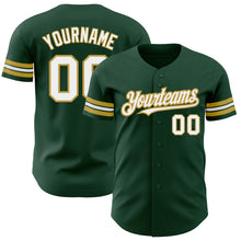Load image into Gallery viewer, Custom Green White-Old Gold Authentic Baseball Jersey
