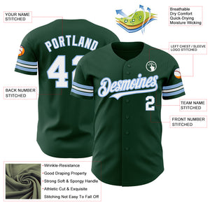 Custom Green White-Light Blue Authentic Baseball Jersey