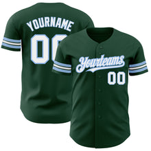 Load image into Gallery viewer, Custom Green White-Light Blue Authentic Baseball Jersey
