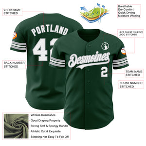 Custom Green White-Gray Authentic Baseball Jersey