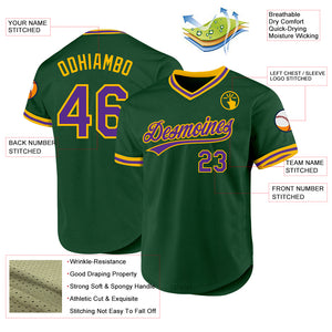 Custom Green Purple-Gold Authentic Throwback Baseball Jersey