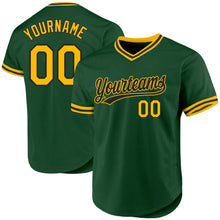 Load image into Gallery viewer, Custom Green Gold-Black Authentic Throwback Baseball Jersey
