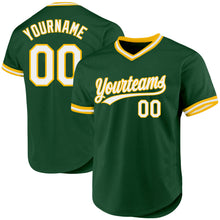 Laden Sie das Bild in den Galerie-Viewer, Custom Green White-Gold Authentic Throwback Baseball Jersey
