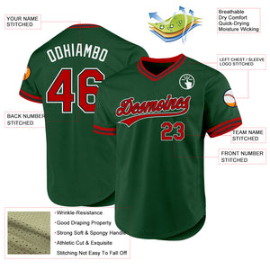 Custom Green Red-Black Authentic Throwback Baseball Jersey