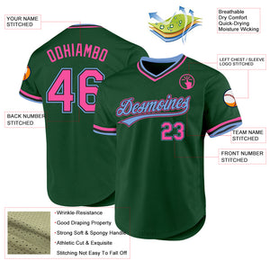 Custom Green Pink Black-Light Blue Authentic Throwback Baseball Jersey