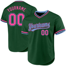 Laden Sie das Bild in den Galerie-Viewer, Custom Green Pink Black-Light Blue Authentic Throwback Baseball Jersey
