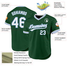 Load image into Gallery viewer, Custom Green White-Light Blue Authentic Throwback Baseball Jersey
