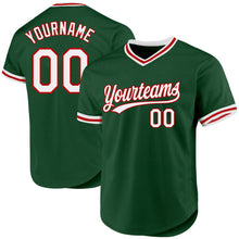 Laden Sie das Bild in den Galerie-Viewer, Custom Green White-Red Authentic Throwback Baseball Jersey
