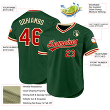 Load image into Gallery viewer, Custom Green Red-Cream Authentic Throwback Baseball Jersey
