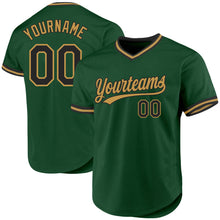 Laden Sie das Bild in den Galerie-Viewer, Custom Green Black-Old Gold Authentic Throwback Baseball Jersey
