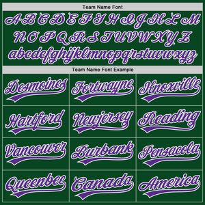 Custom Green Purple-White Authentic Throwback Baseball Jersey