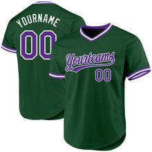 Load image into Gallery viewer, Custom Green Purple-White Authentic Throwback Baseball Jersey
