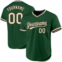 Load image into Gallery viewer, Custom Green Cream-Black Authentic Throwback Baseball Jersey
