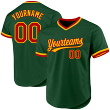 Load image into Gallery viewer, Custom Green Red-Gold Authentic Throwback Baseball Jersey
