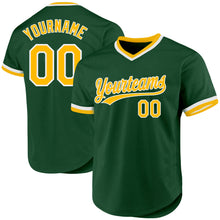 Load image into Gallery viewer, Custom Green Gold-White Authentic Throwback Baseball Jersey
