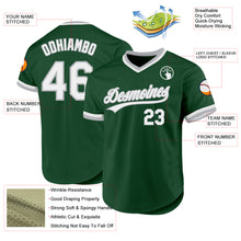 Load image into Gallery viewer, Custom Green White-Gray Authentic Throwback Baseball Jersey
