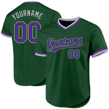 Load image into Gallery viewer, Custom Green Purple-Gray Authentic Throwback Baseball Jersey
