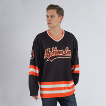 Laden Sie das Bild in den Galerie-Viewer, Custom Black Black-Orange Hockey Jersey
