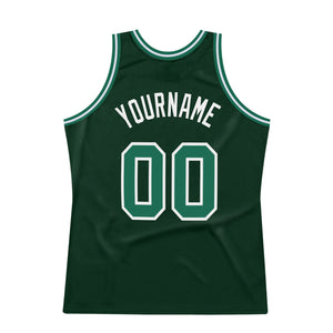 Custom Hunter Green Kelly Green-White Authentic Throwback Basketball Jersey
