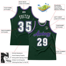 Загрузить изображение в средство просмотра галереи, Custom Hunter Green White-Purple Authentic Throwback Basketball Jersey
