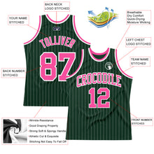 Laden Sie das Bild in den Galerie-Viewer, Custom Hunter Green White Pinstripe Pink Authentic Basketball Jersey
