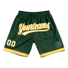 Load image into Gallery viewer, Custom Hunter Green White-Gold Authentic Throwback Basketball Shorts
