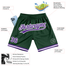 Load image into Gallery viewer, Custom Hunter Green Purple-Gray Authentic Throwback Basketball Shorts
