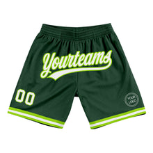 Load image into Gallery viewer, Custom Hunter Green White-Neon Green Authentic Throwback Basketball Shorts
