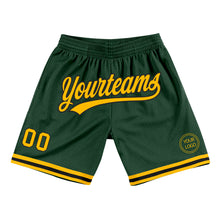 Load image into Gallery viewer, Custom Hunter Green Gold-Black Authentic Throwback Basketball Shorts
