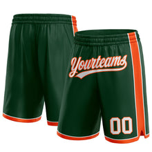 Laden Sie das Bild in den Galerie-Viewer, Custom Hunter Green White-Orange Authentic Basketball Shorts
