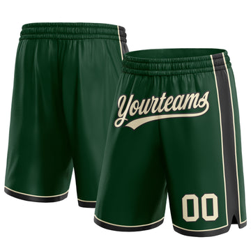 Custom Hunter Green Cream-Black Authentic Basketball Shorts