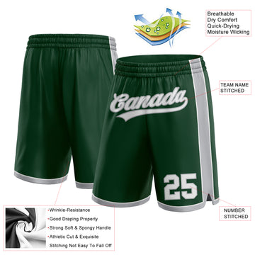 Custom Hunter Green White-Gray Authentic Basketball Shorts