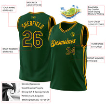 Load image into Gallery viewer, Custom Hunter Green Black-Gold Authentic Throwback Basketball Jersey
