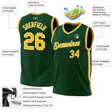 Load image into Gallery viewer, Custom Hunter Green Gold-White Authentic Throwback Basketball Jersey
