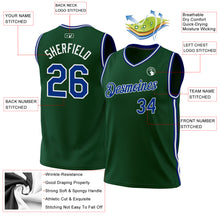 Загрузить изображение в средство просмотра галереи, Custom Hunter Green Royal-White Authentic Throwback Basketball Jersey
