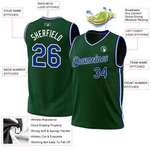 Load image into Gallery viewer, Custom Hunter Green Royal-White Authentic Throwback Basketball Jersey
