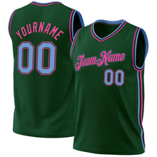 Laden Sie das Bild in den Galerie-Viewer, Custom Hunter Green Light Blue Black-Pink Authentic Throwback Basketball Jersey
