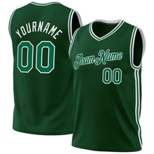 Load image into Gallery viewer, Custom Hunter Green Kelly Green-White Authentic Throwback Basketball Jersey

