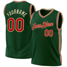 Load image into Gallery viewer, Custom Hunter Green Red-Cream Authentic Throwback Basketball Jersey
