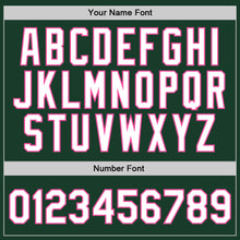 Load image into Gallery viewer, Custom Hunter Green White-Pink Authentic Throwback Basketball Jersey
