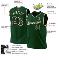 Load image into Gallery viewer, Custom Hunter Green Black-Cream Authentic Throwback Basketball Jersey

