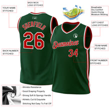 Laden Sie das Bild in den Galerie-Viewer, Custom Hunter Green Red-White Authentic Throwback Basketball Jersey

