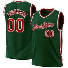 Load image into Gallery viewer, Custom Hunter Green Red-White Authentic Throwback Basketball Jersey
