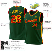 Load image into Gallery viewer, Custom Hunter Green Red-Gold Authentic Throwback Basketball Jersey
