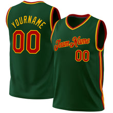 Load image into Gallery viewer, Custom Hunter Green Red-Gold Authentic Throwback Basketball Jersey

