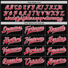 Load image into Gallery viewer, Custom Black Red-White Bomber Full-Snap Varsity Letterman Jacket
