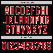 Load image into Gallery viewer, Custom Black Red-Cream Bomber Full-Snap Varsity Letterman Jacket
