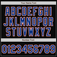 Load image into Gallery viewer, Custom Black Royal White-Orange Bomber Full-Snap Varsity Letterman Jacket
