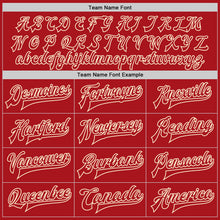 Load image into Gallery viewer, Custom Red Red-Cream Bomber Full-Snap Varsity Letterman Jacket
